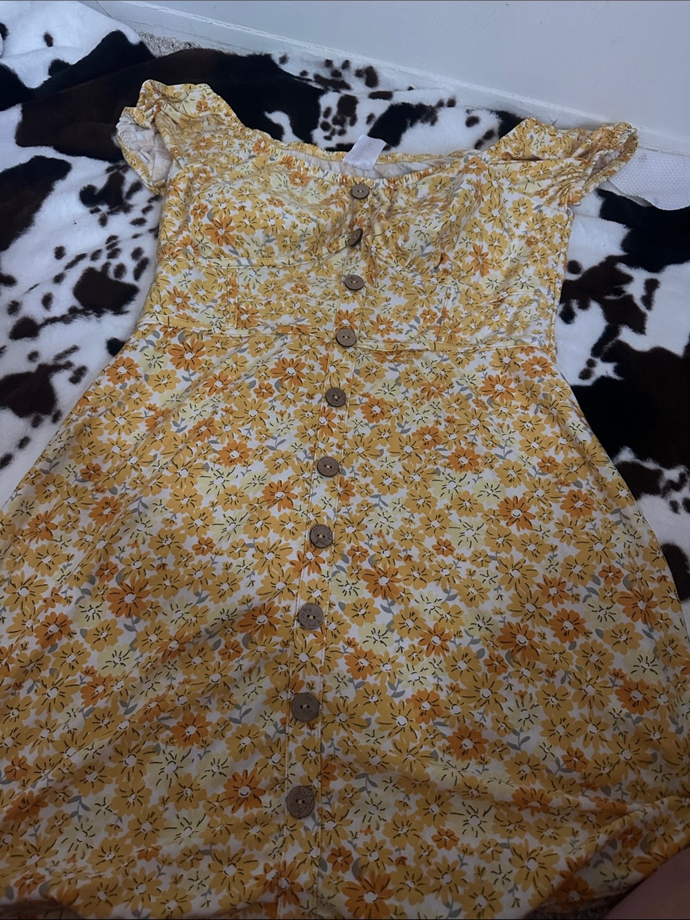 Yellow Floral Button-Front Sundress
